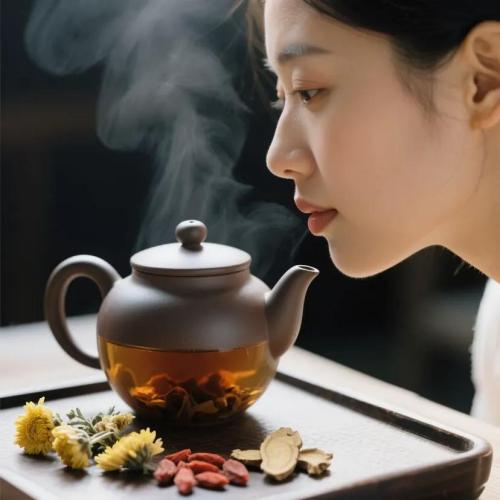 菊花茶品嚐示意圖